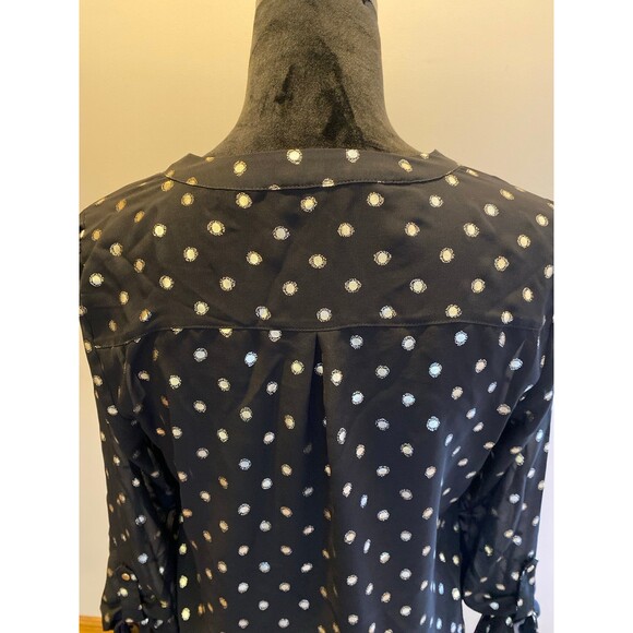 The Limited Sheer Blouse Top Size Small  Black w/ Gold Sparkle Dots  V Neck - Picture 6 of 12